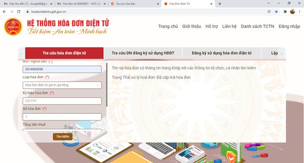 Tra cứu hóa đơn điện tử không tồn tại/ trùng khớp