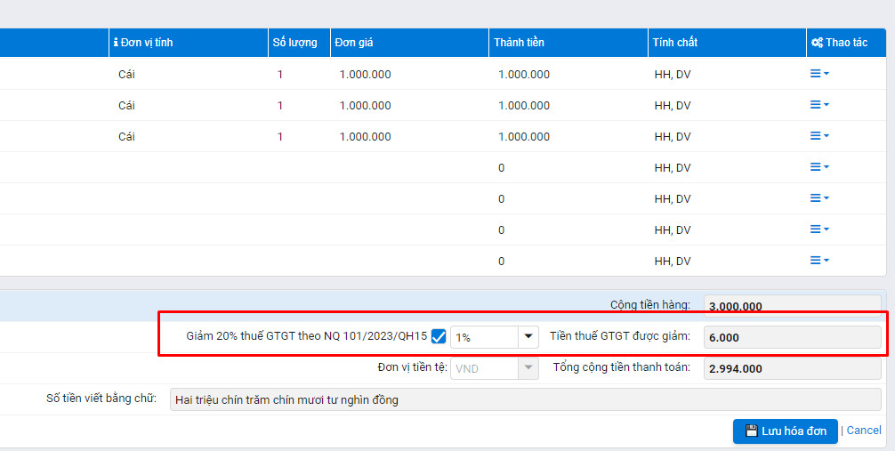 Auto Invoice hỗ trợ xuất hóa đơn giảm 20% mức tỷ lệ % thuế GTGT từ 1/7/2023 với hộ kinh doanh và cá nhân kinh doanh