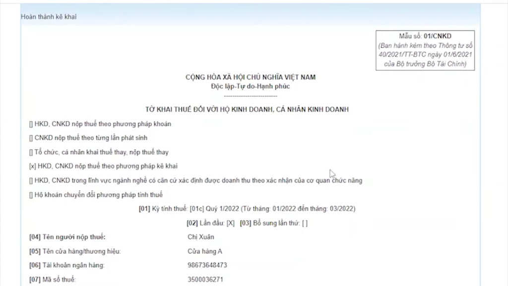 Tổng cục Thuế hướng dẫn khai thuế đối với hộ kinh doanh, cá nhân kinh doanh