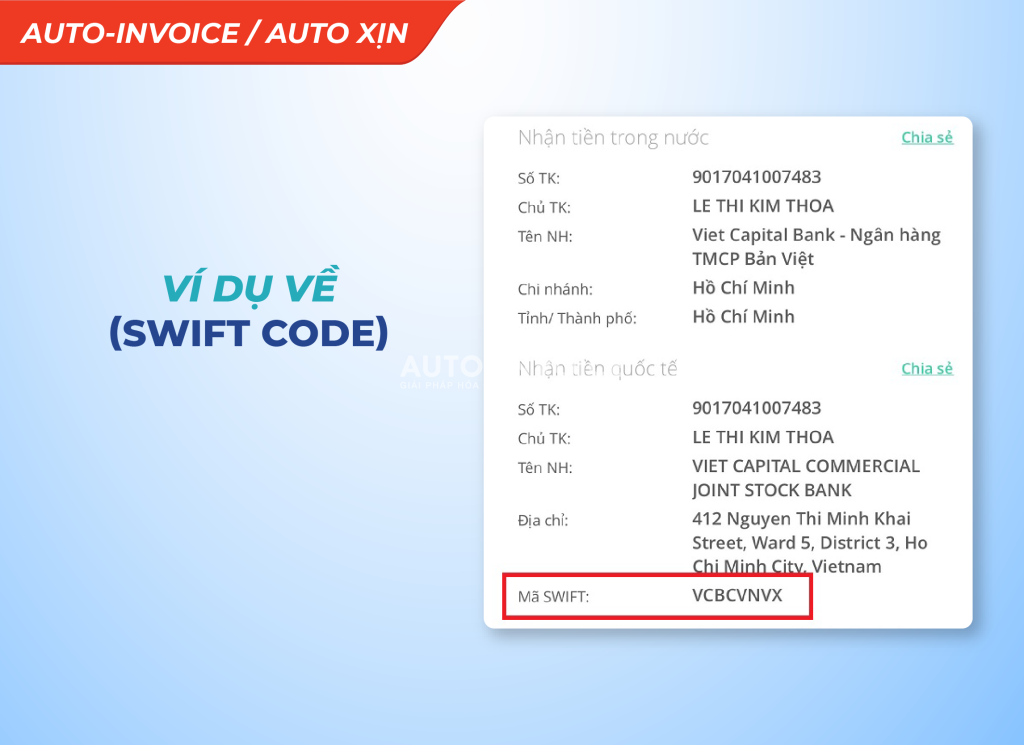 Mã ngân hàng (Swift/ BIC Code)