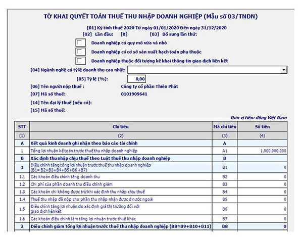 Lập tờ khai quyết toán thuế TNDN theo Thông tư 80