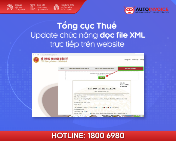 Tổng cục Thuế ra mắt chức năng đọc file hóa đơn XML trực tiếp trên website