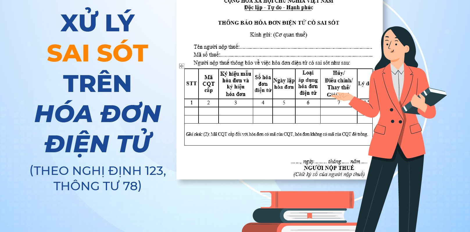 Hướng dẫn xử lý hóa đơn điện tử sai sót theo Nghị định 123, Thông tư 78 mới nhất năm 2022